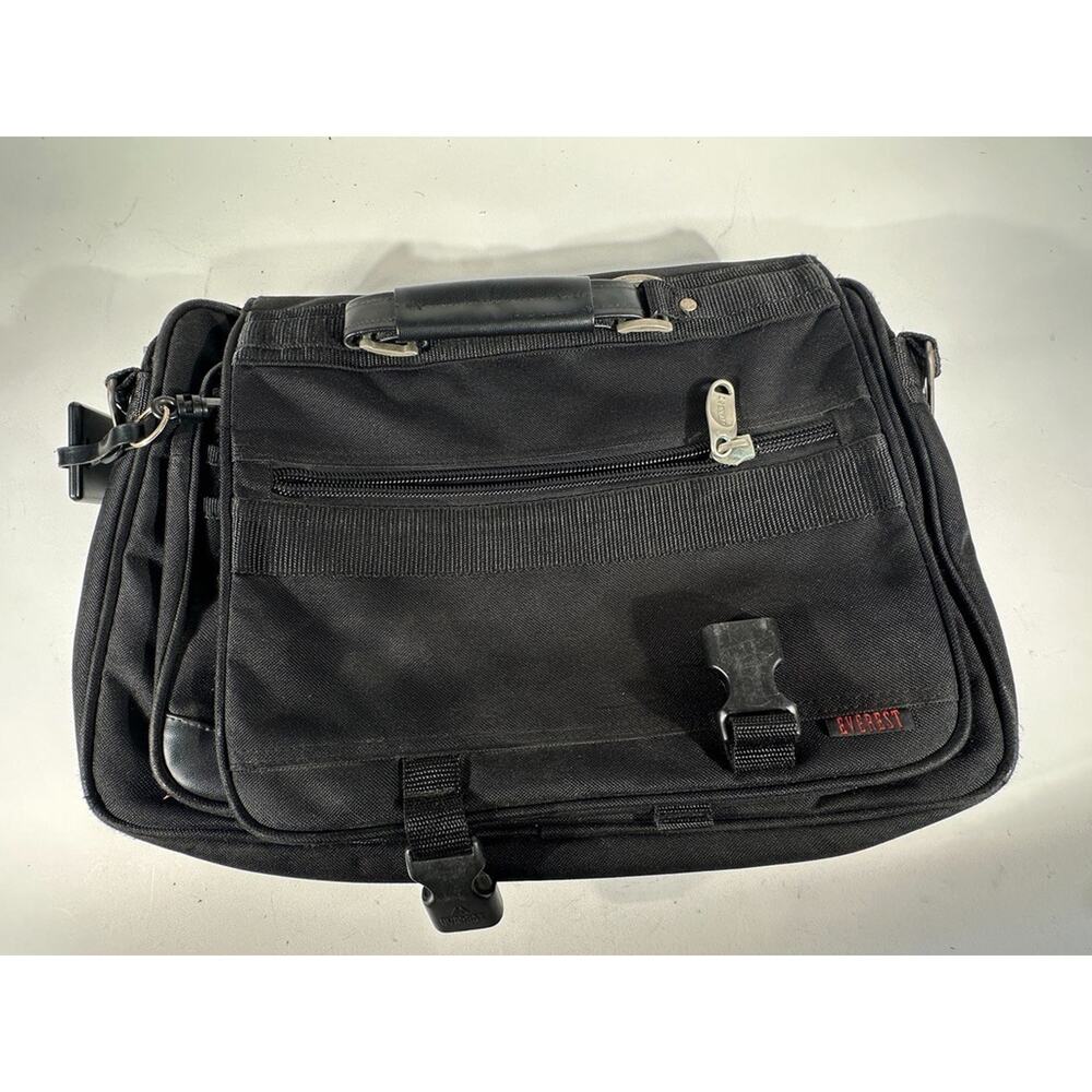 Everest Black Laptop Messenger Bag Travel Briefcase Multiple Pockets